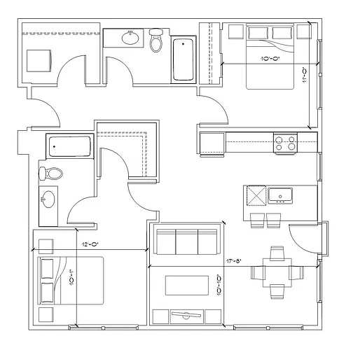 Floor plan Vector - 2x2 C