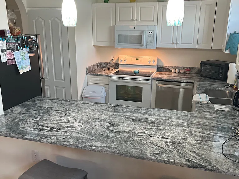 Gorgeous granite countertops in kitchen