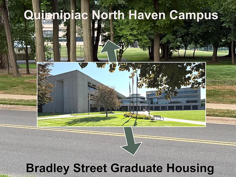 Quinnipiac North Haven campus directly across the street from the home