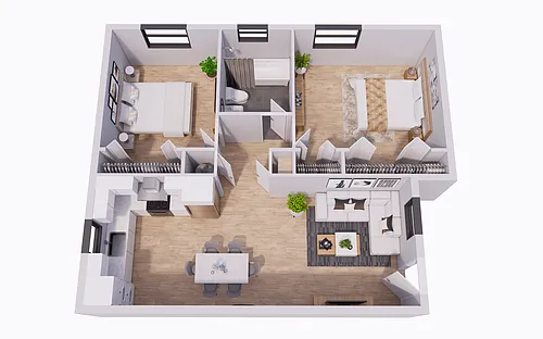 Floor plan 2 Bedroom 1 Bath - B2