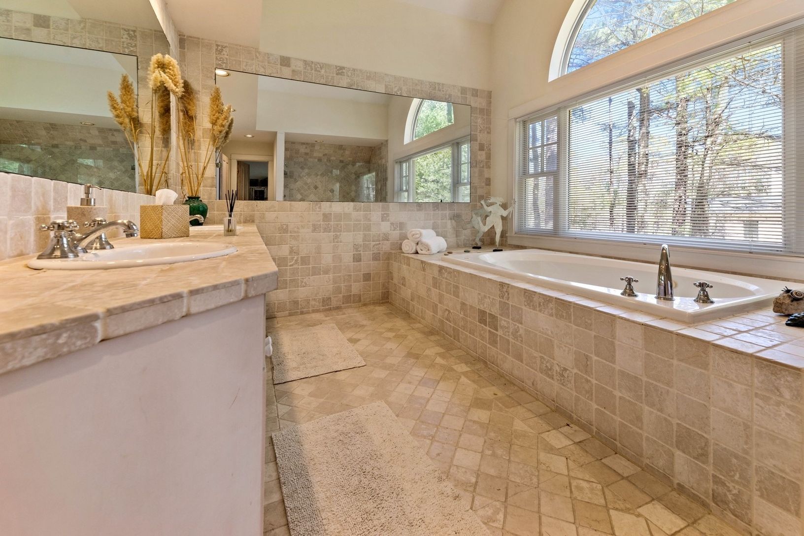  master bathroom separate tub and stall shower