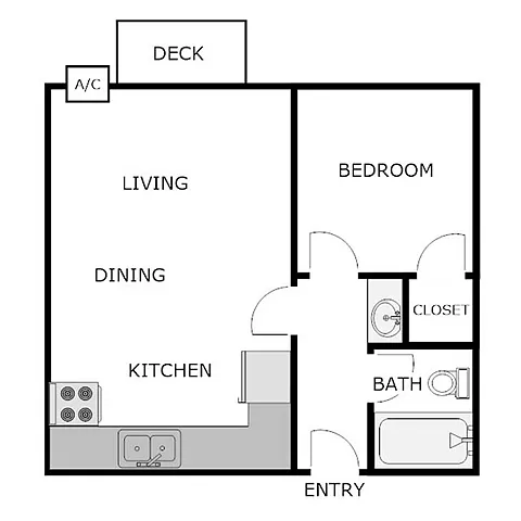 Floor plan 1 Bed 1 Bath
