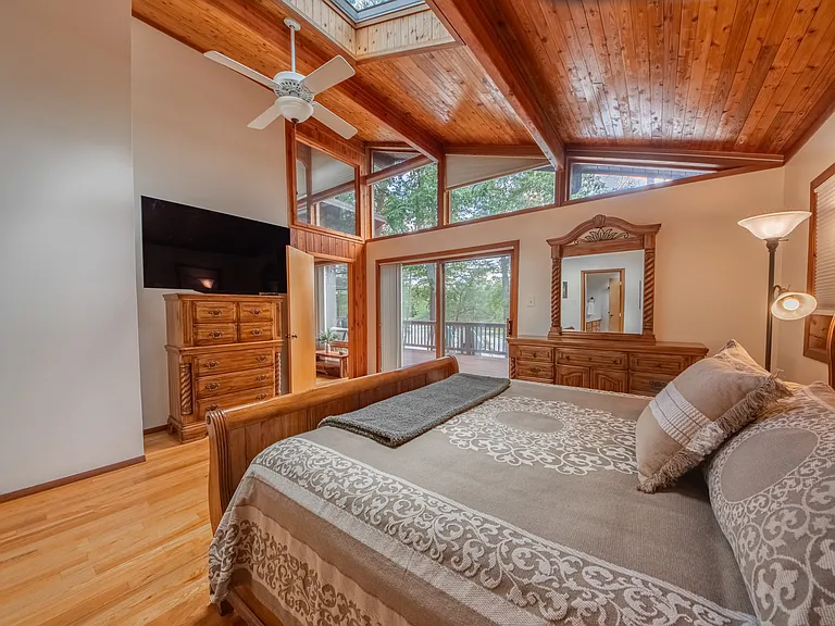Master bedroom with views of water front.