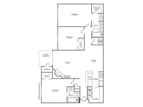 Floor plan Willow (1107 SF)