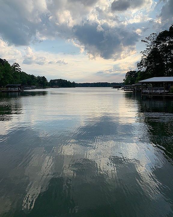 View off end of dock sunset
