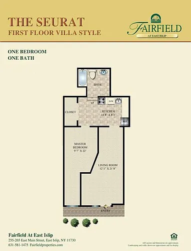 Floor plan THE SEURAT-One Bedroom Villa Style