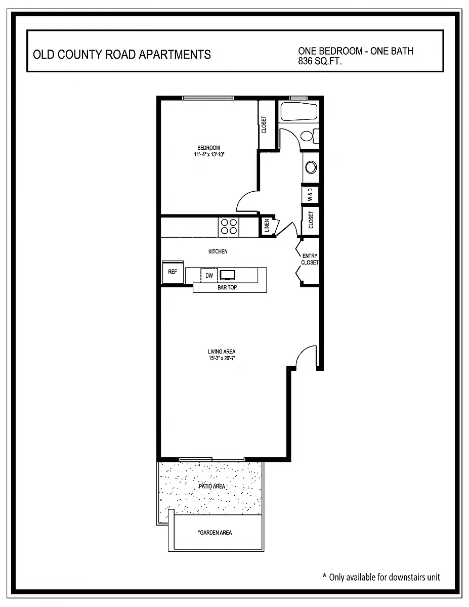 Floor plan 1X1 Gold Washer and Dryer