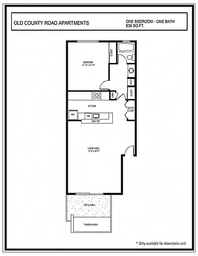 Floor plan 1X1 Gold Washer and Dryer
