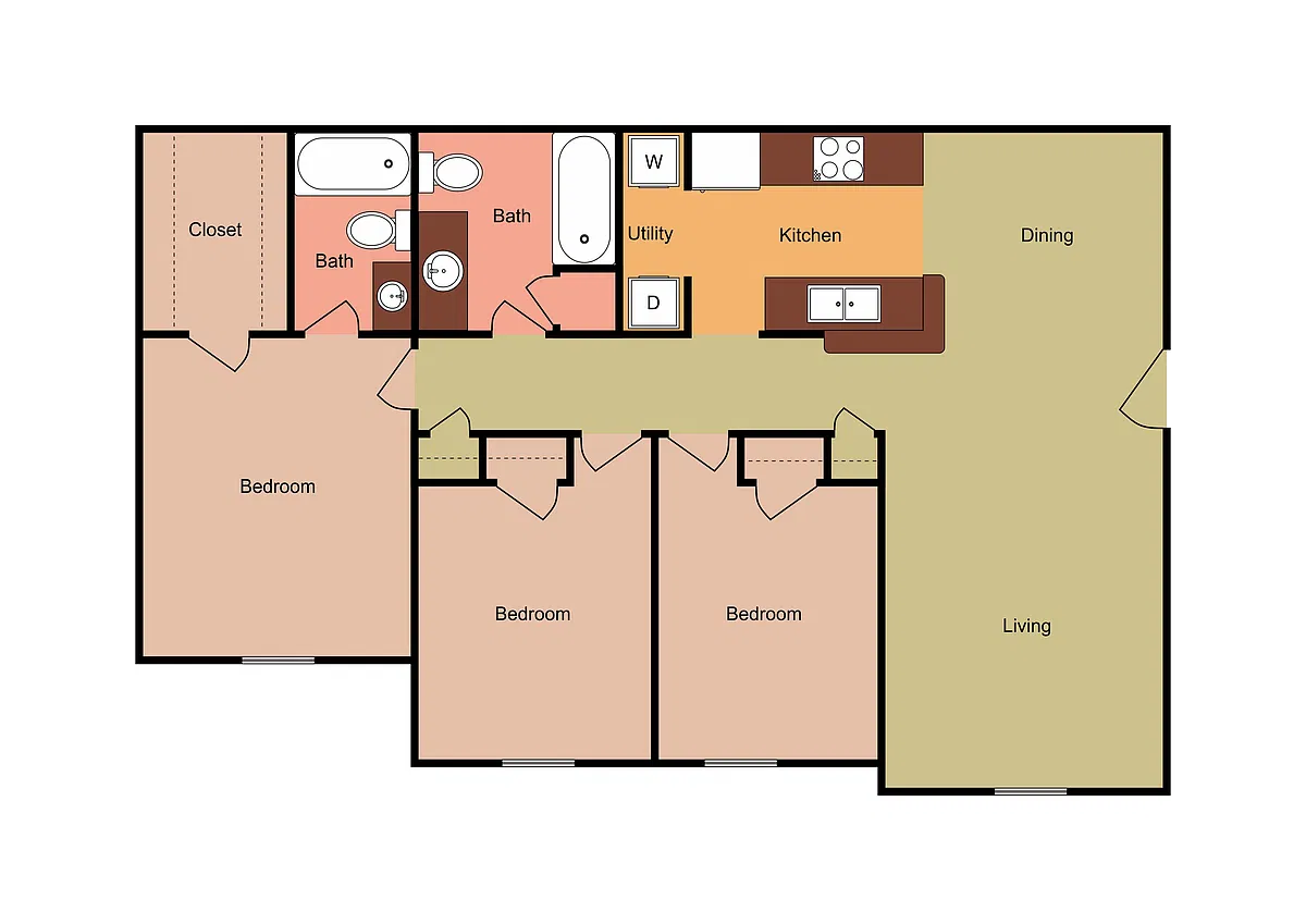 Floor plan 3 Bedroom 2 Bathroom