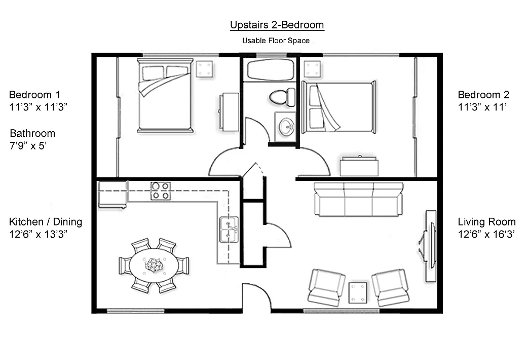 Floor plan 2 bedroom 2nd floor