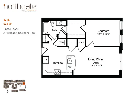 Floor plan 1x1A