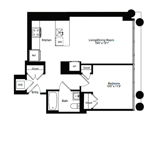 Floor plan One Bedroom G 3