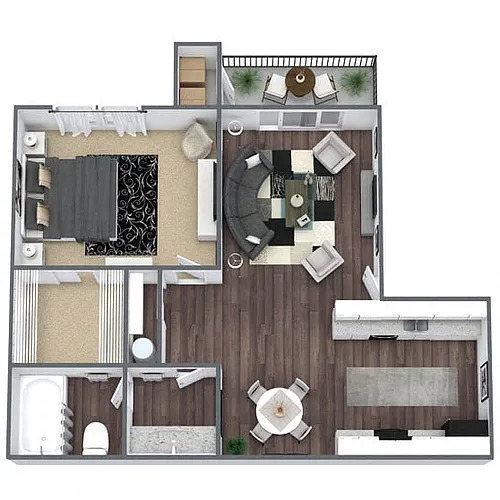 Floor plan A2: 1 Bed 1 Bath