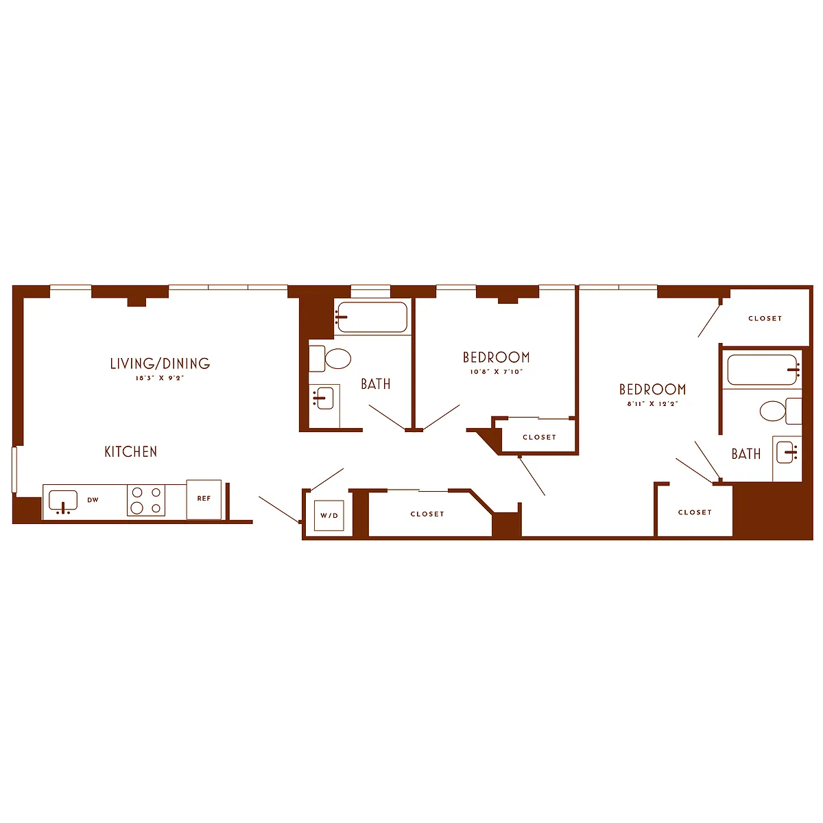 Floor plan 2 Bed/2 Bath-D2
