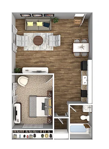 Floor plan 1 Bedroom 1 Bath 748