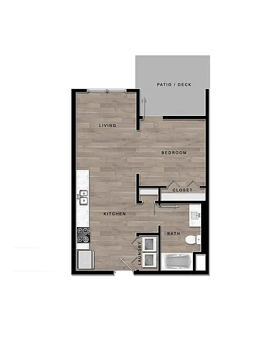 Floor plan Elm Open 1-Bedroom