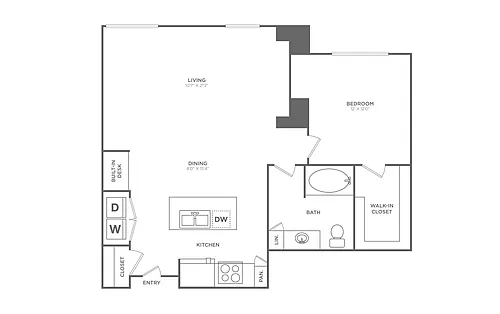 Floor plan 1 Bed/1 Bath - A20
