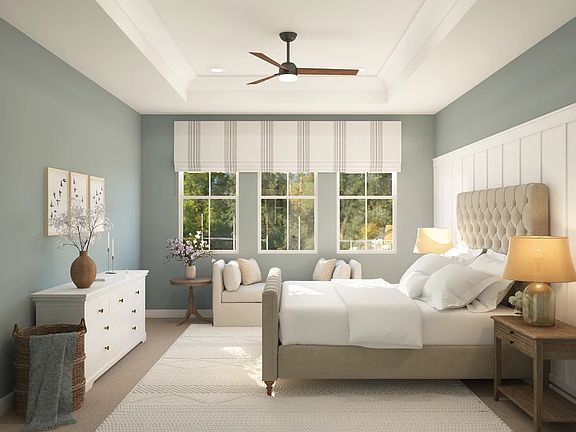 Primary suite with decorative feature wall