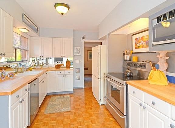 Galley Kitchen with chalk board wall (not pictured)