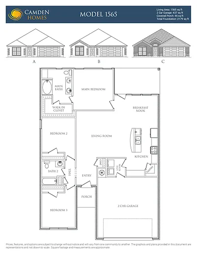 Floor plan 3 Bedrooms and 2 bathrooms