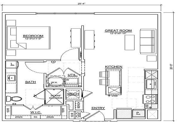 Floor plan One Bedroom/One Bath