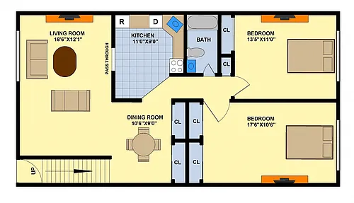 Floor plan Two Bedroom (Upstairs)
