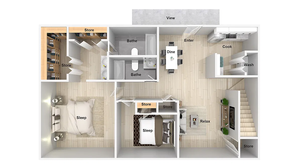 Floor plan 2 Bed 2 Bath Renovated