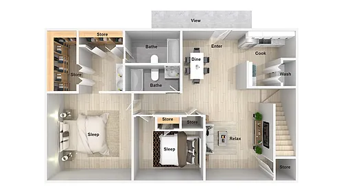 Floor plan 2 Bed 2 Bath Renovated