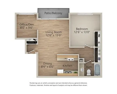 Floor plan 1 BED W DEN