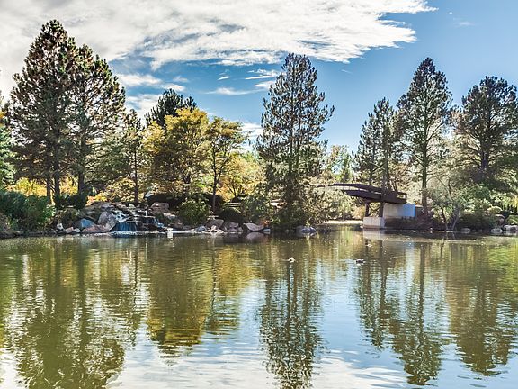 View of waterfall and bridge