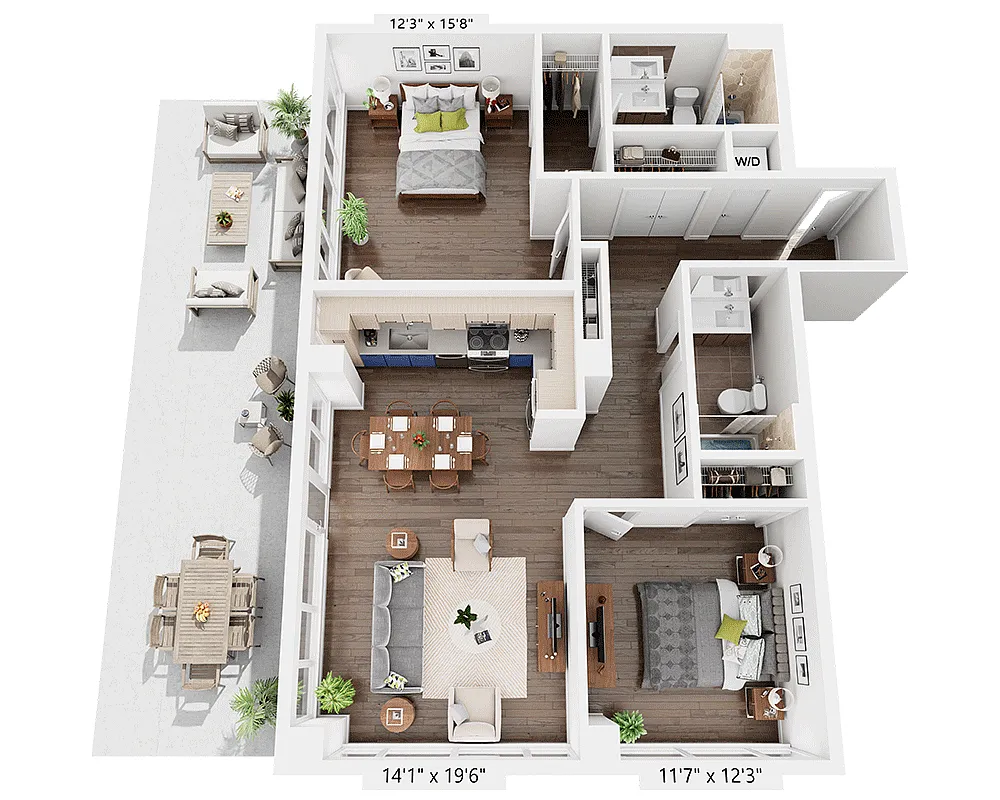 Floor plan Two Bedroom B2E