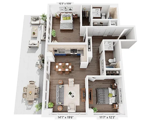 Floor plan Two Bedroom B2E