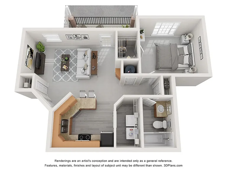 The Blossom floorplan offers one bedroom and one bath.