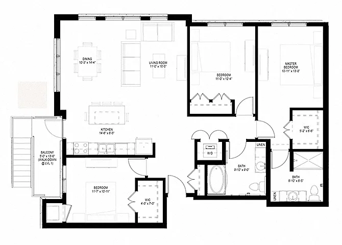 Floor plan Three Bedroom - C