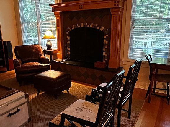 Gas fireplace in family room.