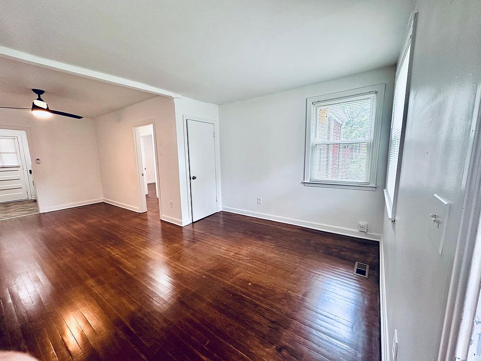 view from the front door into the living area and dinning room