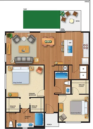 Floor plan 2x2B Cottage