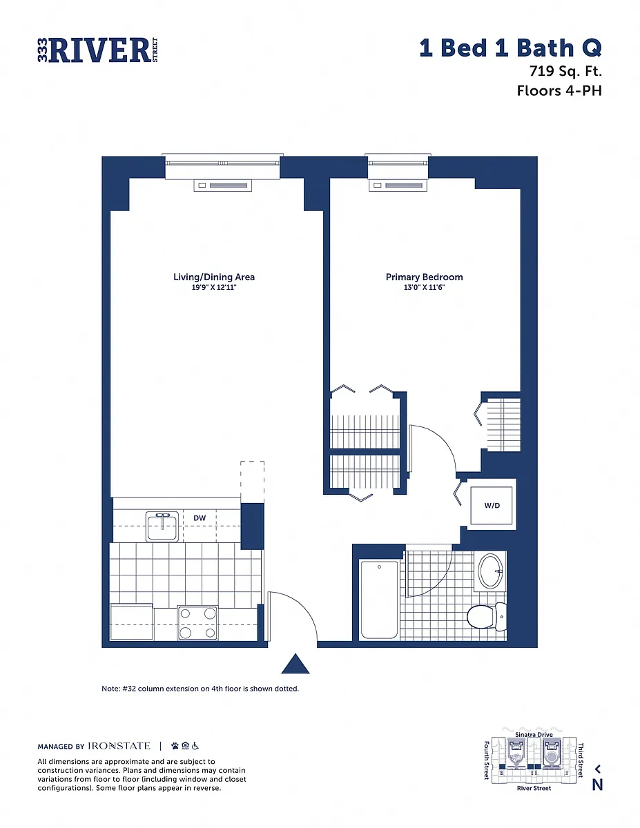 Floor plan 1 Bed 1 Bath Q