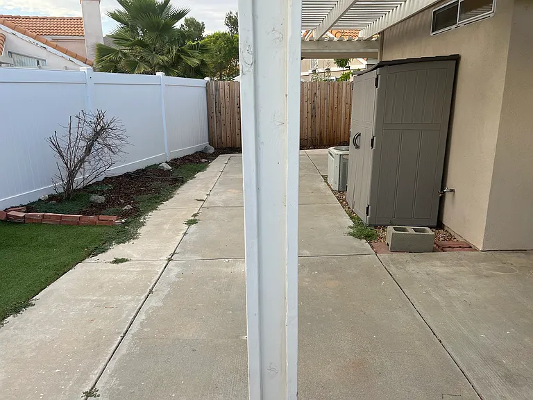 Storage shed on patio