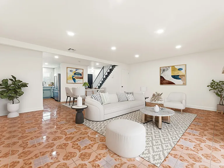 Staged living room/ dining room