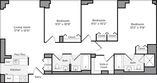 Floor plan 3 Bedroom A