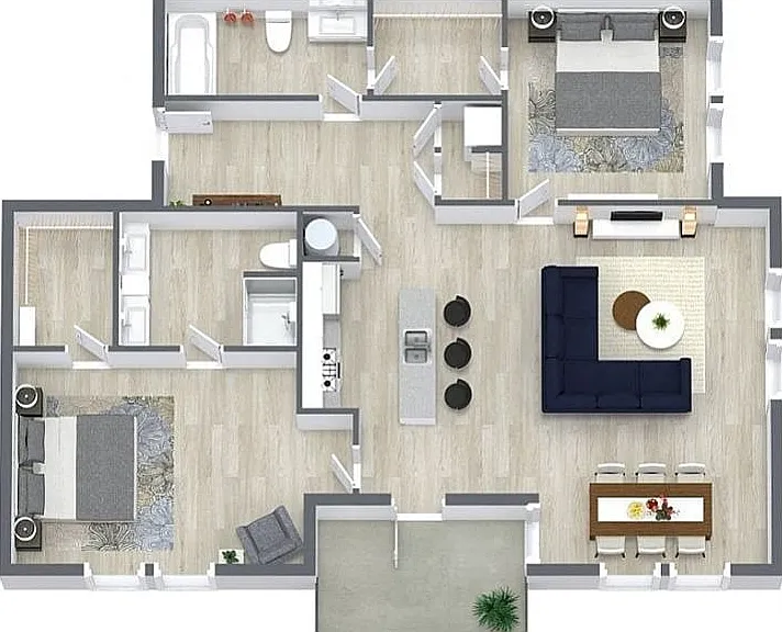 Maple _ 1,085 sq ft with a layout built for roommates or a home office. Maple _ 1,085 sq ft with a layout built for roommates or a home office.