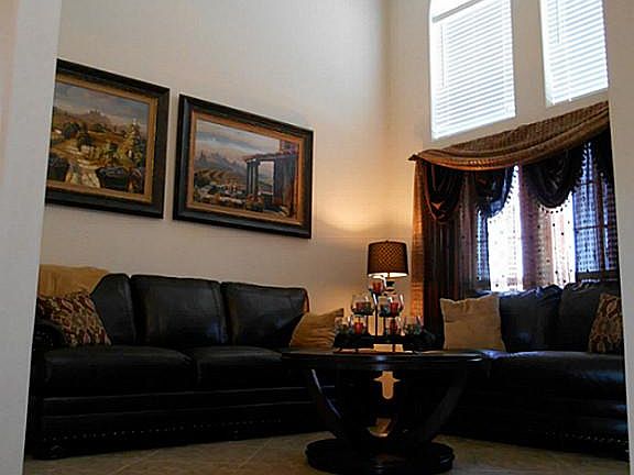 Soaring ceilings and crown molding.
