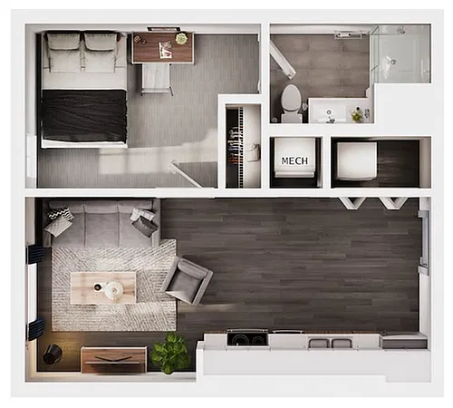 Floor plan 1x1 Acacia