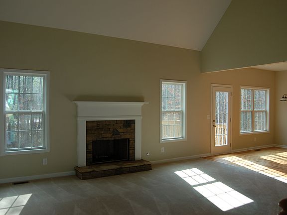 Family room with vaulted ceiling