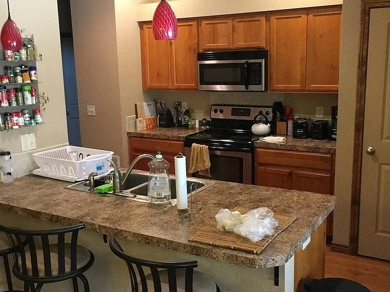 bar area + kitchen