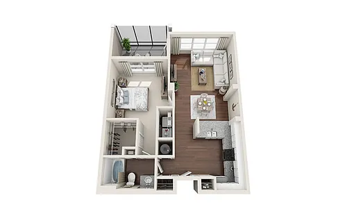 Floor plan A1 - The Nowell - One Bedroom, One Bathroom