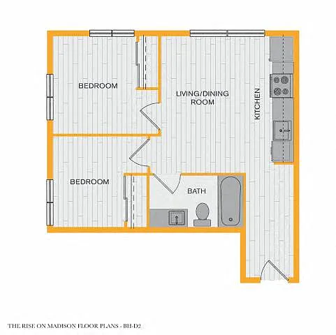 Floor plan 2 Bedroom 50 Percent AMI