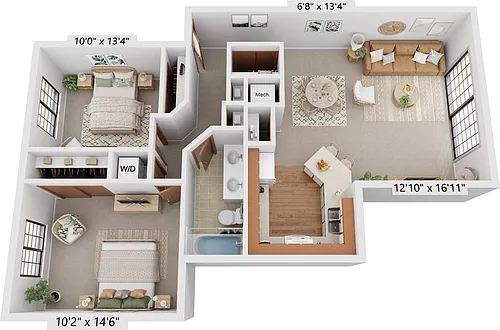 Floor plan Two Bedroom Birchwood Deluxe