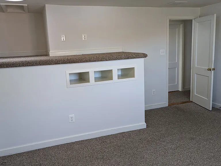 Another view of the platform with cubbies for storage
